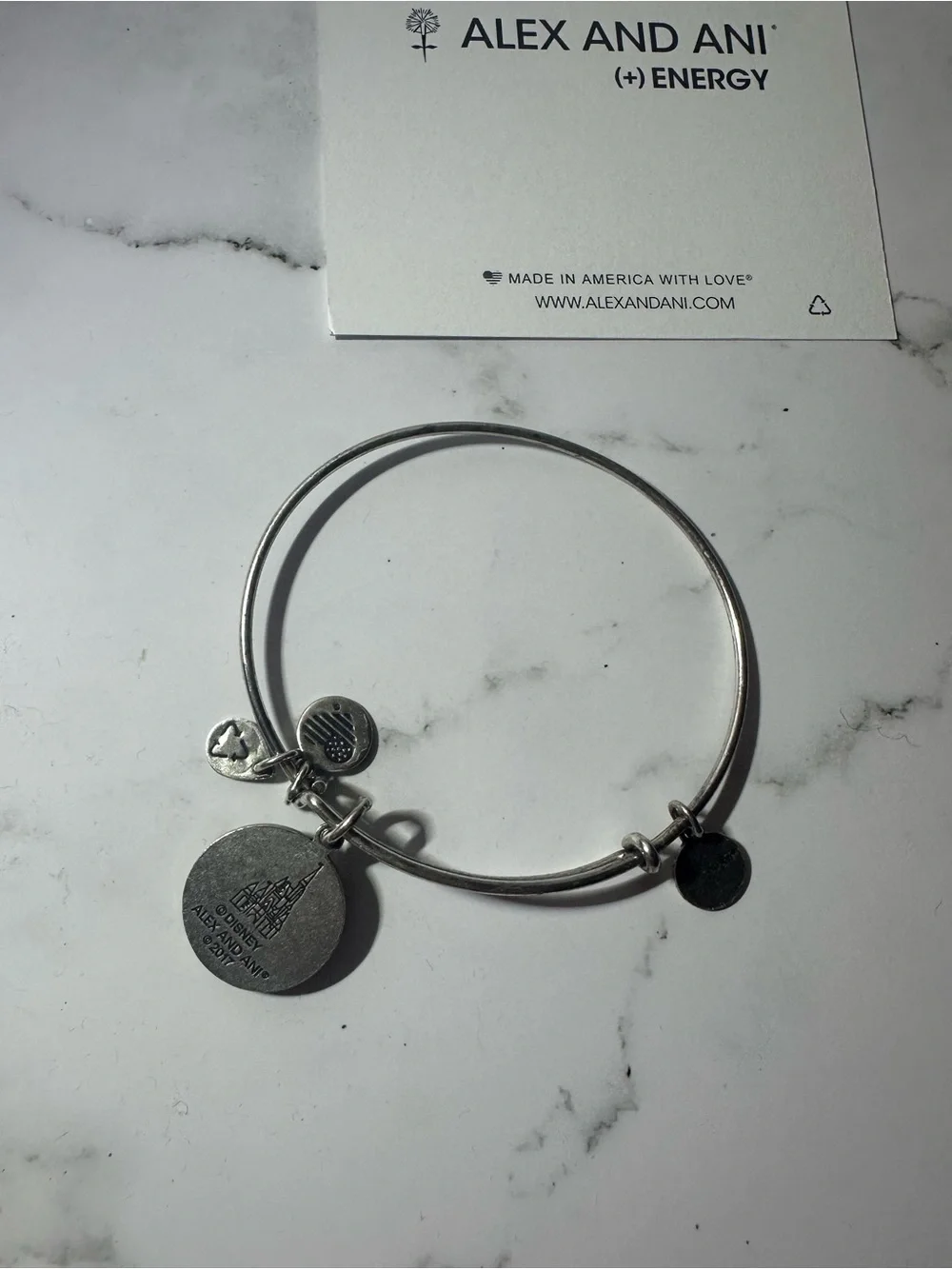 Alex and Ani Silver Tone Disney Castle Charm Bangle Bracelet